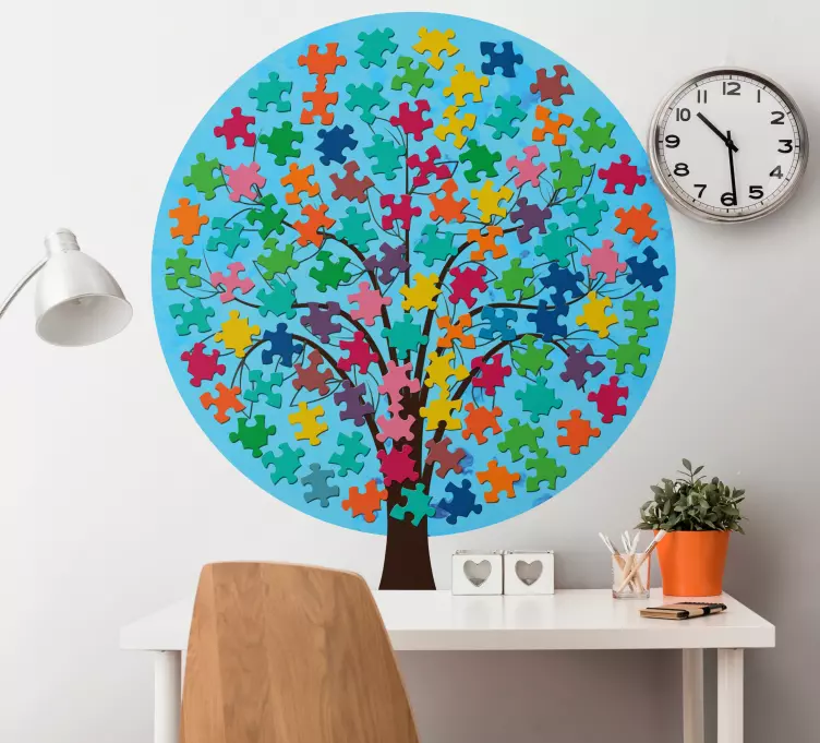 Bulmaca ile ağaç ev ofis çıkartmaları bırakır - TenStickers