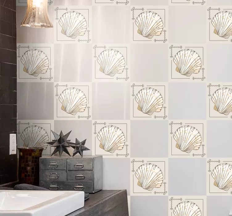 Irili ufaklı deniz kabukları karo çıkartması - TenStickers