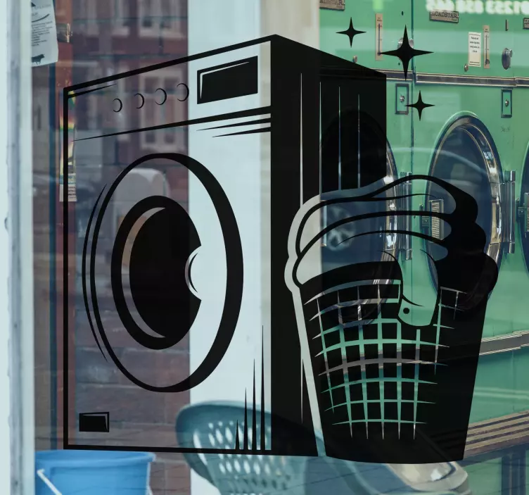 çamaşır odası vintage tarzı vitrin etiketi - TenStickers