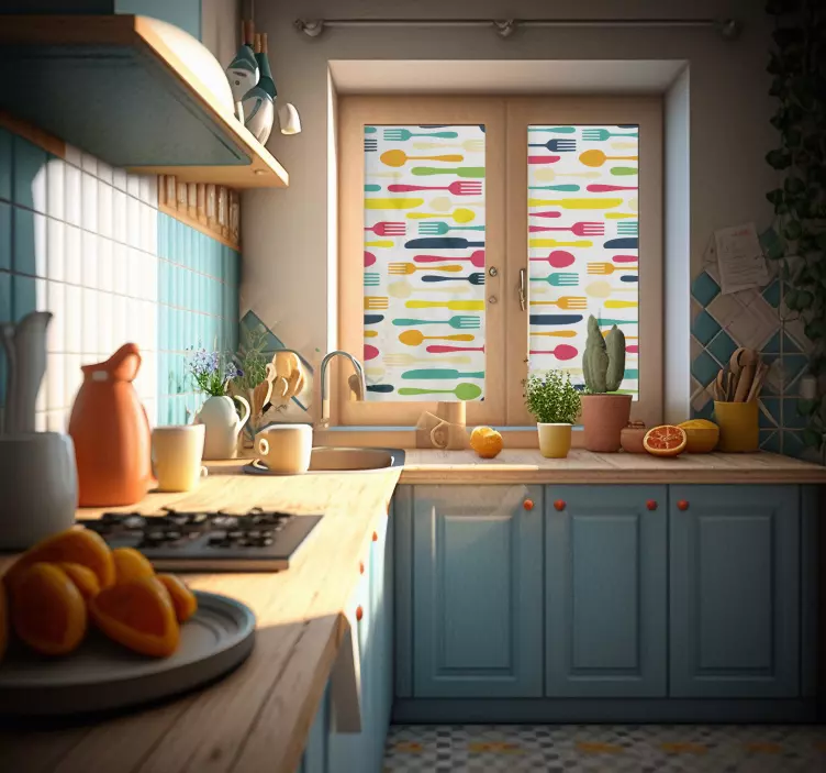 çatal bıçak takımı çeşitli pencere sticker - TenStickers