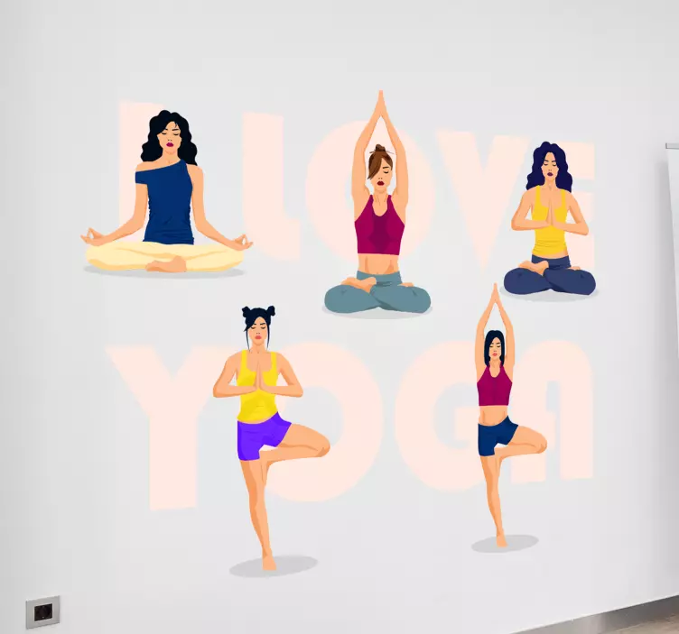 Karikatür yoga pozlar duvar sticker - TenStickers