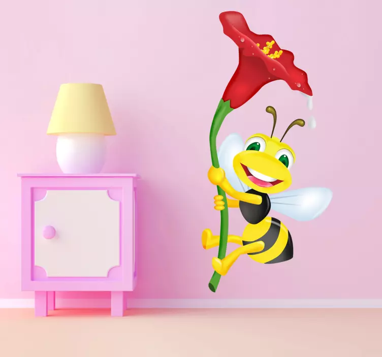 çiçek bumble bee duvar sticker - TenStickers