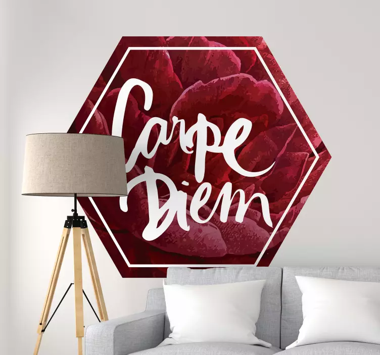 çiçek carpe diem metin duvar sticker - TenStickers