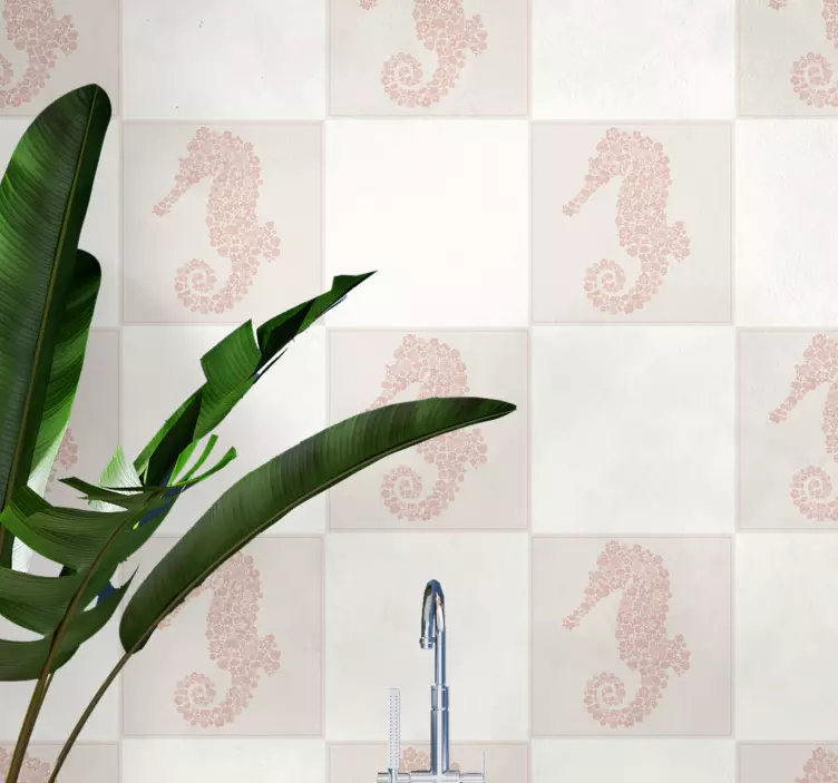 çiçek deniz atı kiremit çıkartması - TenStickers