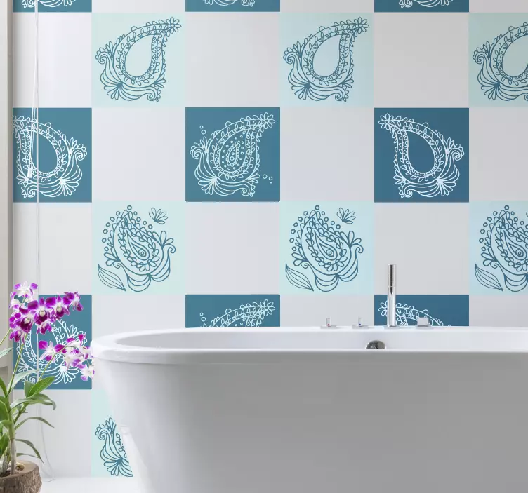 çiçek desenli kiremit sticker - TenStickers