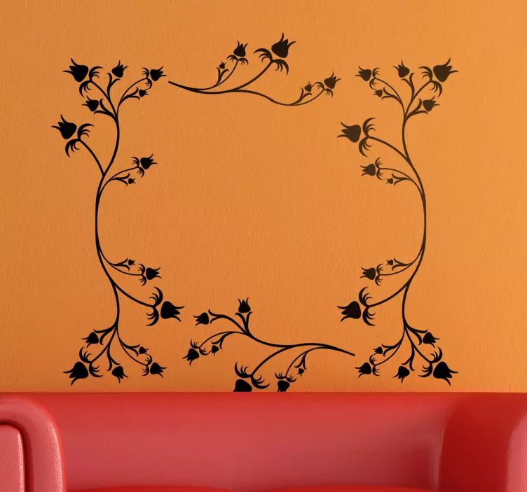 çiçek gül çerçeve duvar sticker - TenStickers