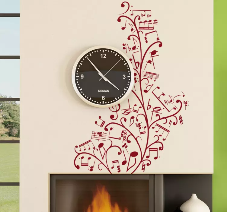çiçek müzik notaları duvar sticker - TenStickers