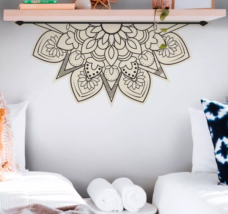 çiçek orijinal asya desenli vintage etiket - TenStickers