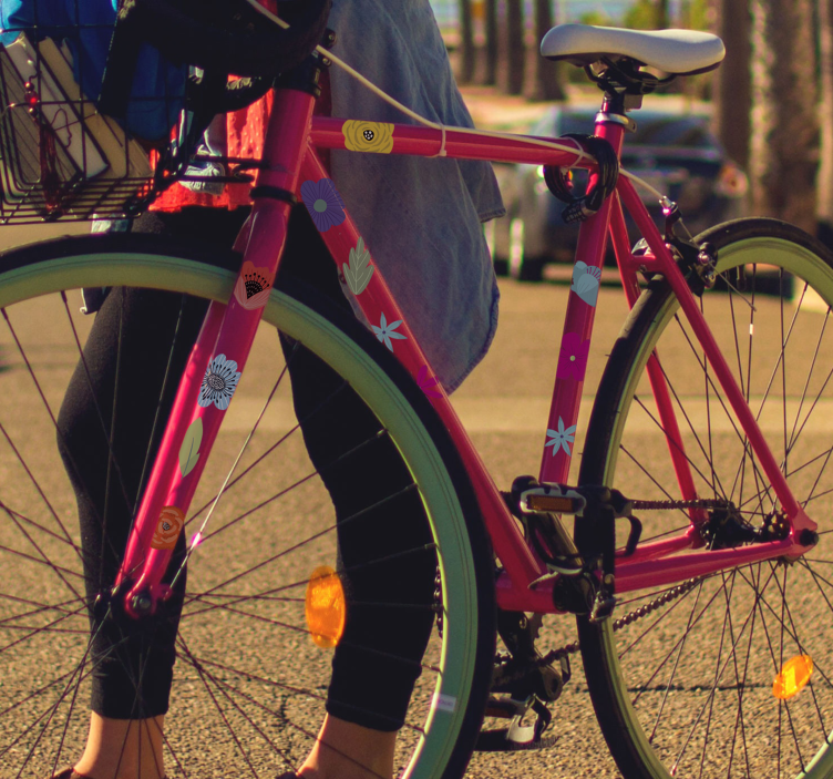 çiçek seti çocuk bisiklet etiket - TenStickers