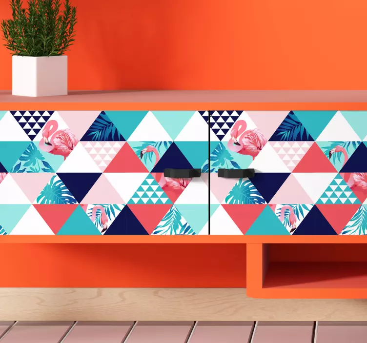 çiçekler ve flamingolar mobilya çıkartması - TenStickers