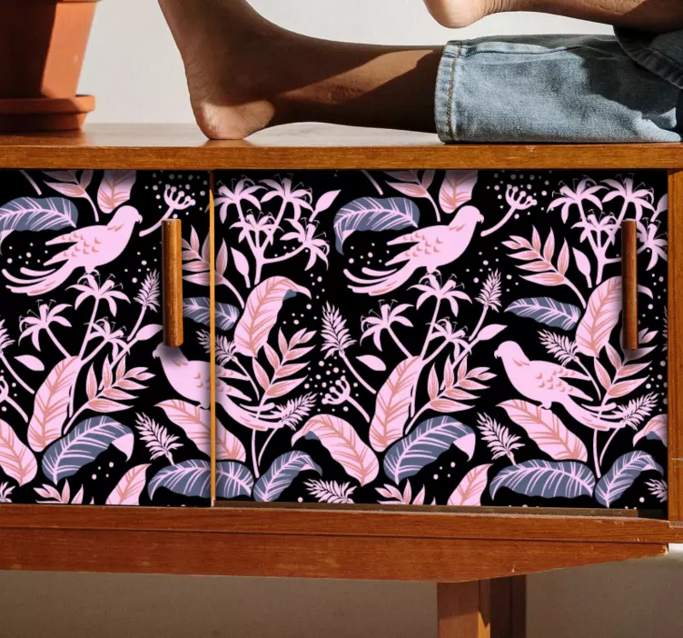 çiçekli kuş amblemi hayvan çıkartması - TenStickers