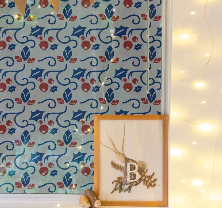 çiçekli mavi arka plan hayvan çıkartması - TenStickers