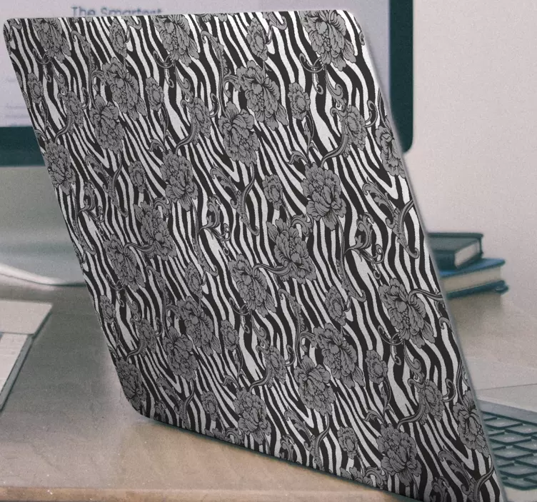 çiçekli zebra deseni Dizüstü bilgisayar için kaplama - TenStickers