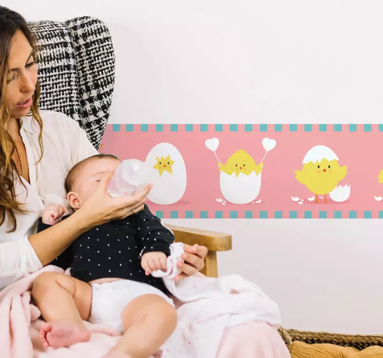 Civciv yumurta duvar sınır çıkartması - TenStickers