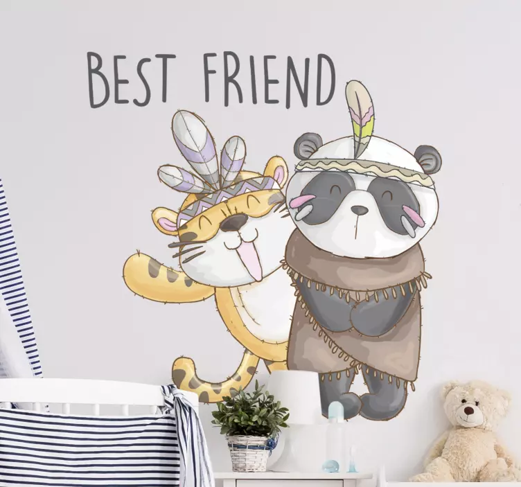 çizgi film panda ve kaplan illüstrasyon deca - TenStickers