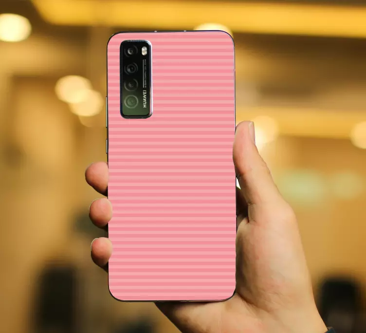 çizgili açık pembe renk huawei çıkartması - TenStickers