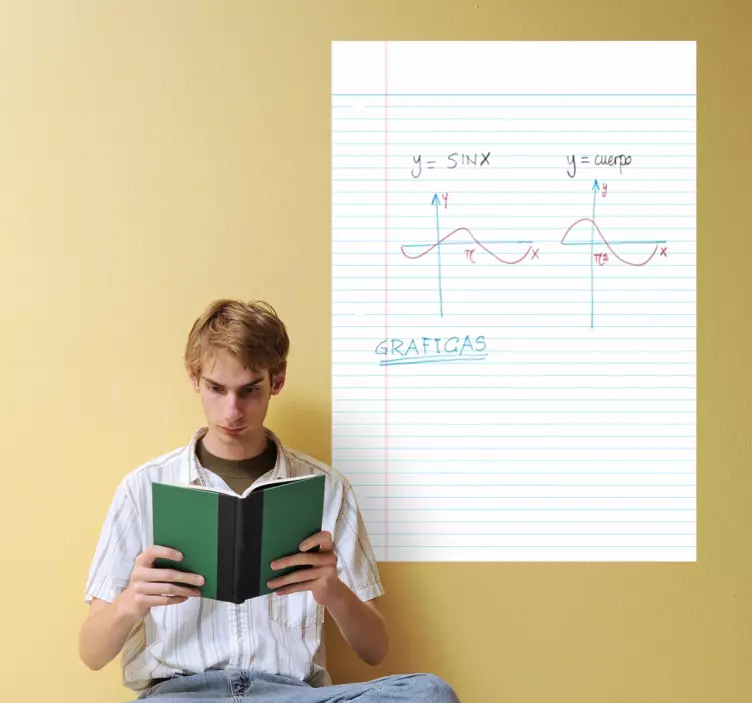 çizgili kağıt beyaz tahta sticker - TenStickers