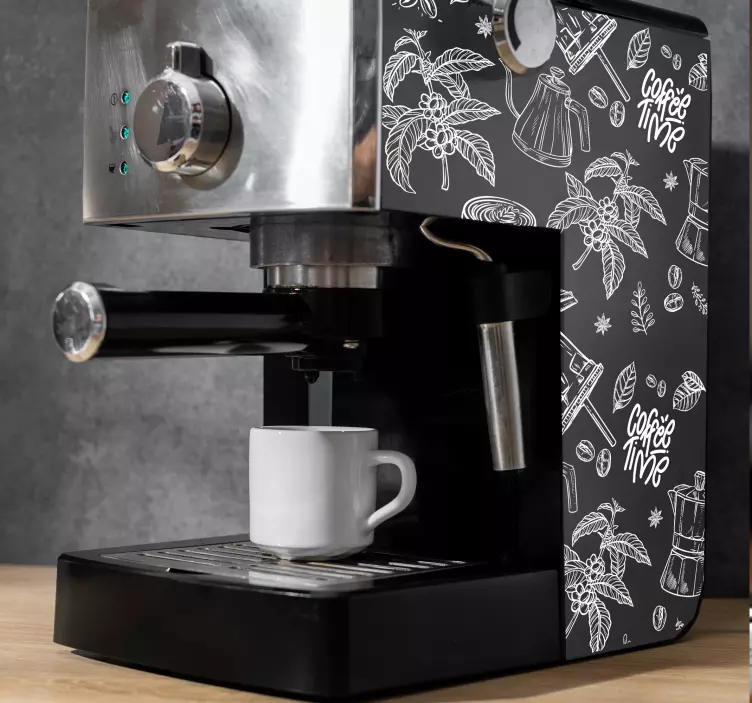 çizilmiş kahve elemanları ev aletleri için sticker - TenStickers