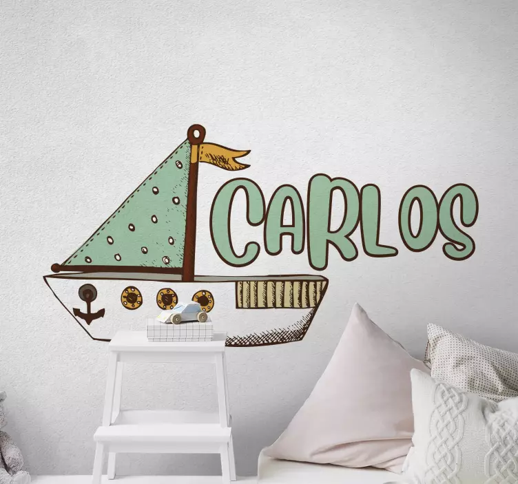 Isimli çocuk korsan gemisi çıkartması - TenStickers