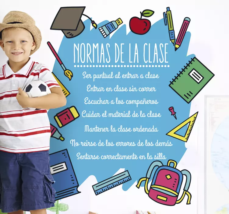çocuk sınıf kuralları eğitim duvar çıkartması - TenStickers
