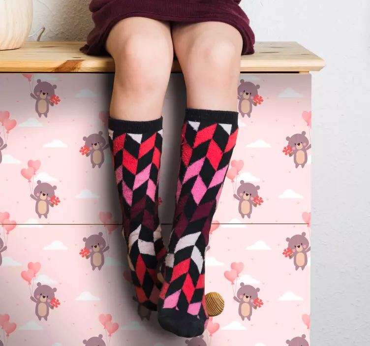 çocukça sevgi dolu ayılar desen mobilya çıkartma - TenStickers