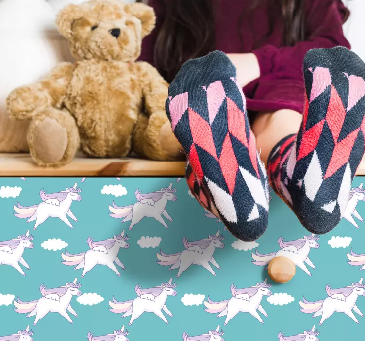 çocuksu tek boynuzlu atlar desen mobilya çıkartması - TenStickers