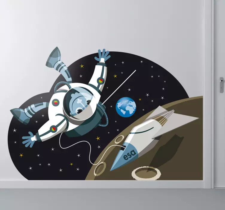 çocuklar avrupa astronot duvar sticker - TenStickers