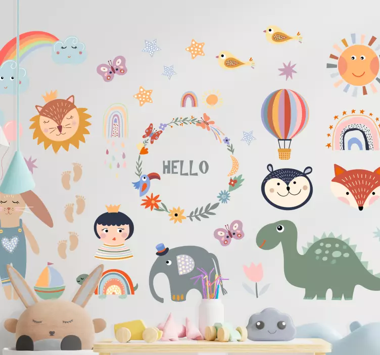 çocuklar eleman çiçek çocuk yatak odası sticker - TenStickers