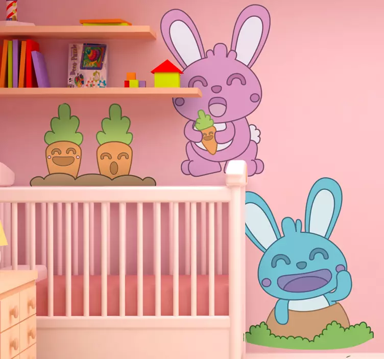 çocuklar havuç tavşan çıkartmaları - TenStickers