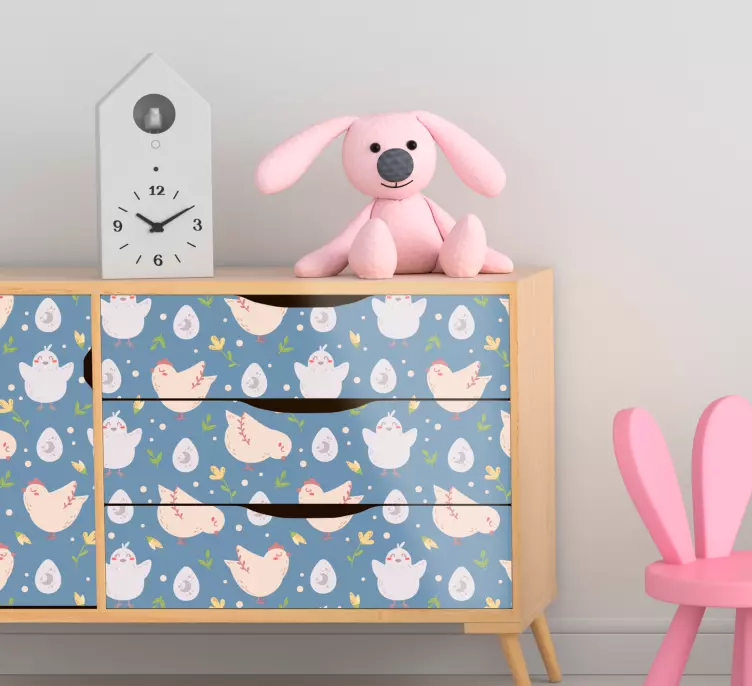 çocuklar mobilya çıkartması için tavuk karakterleri - TenStickers