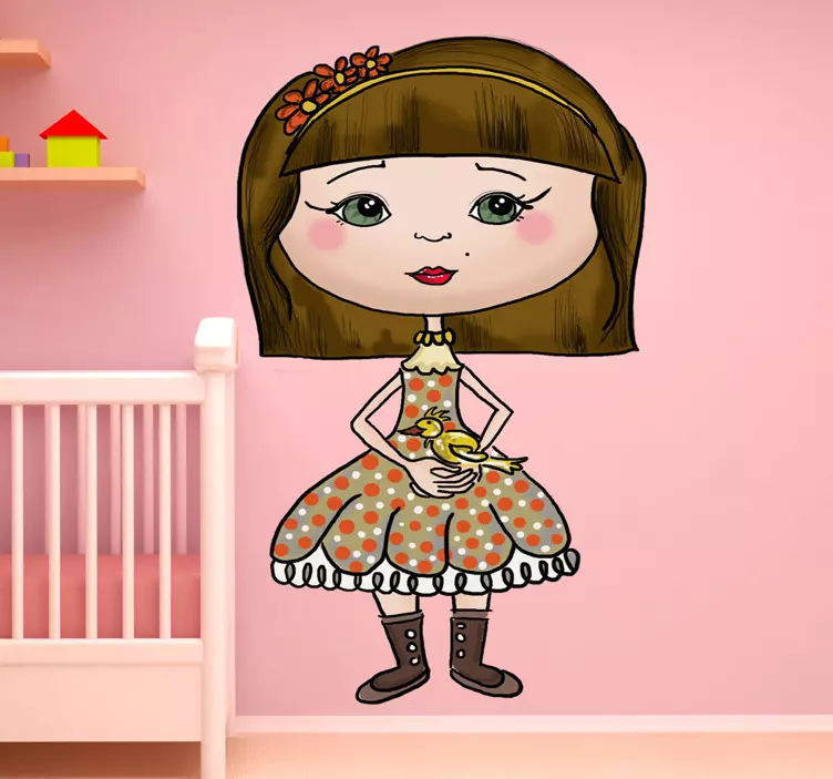 çocuklar kuş kız duvar sticker - TenStickers