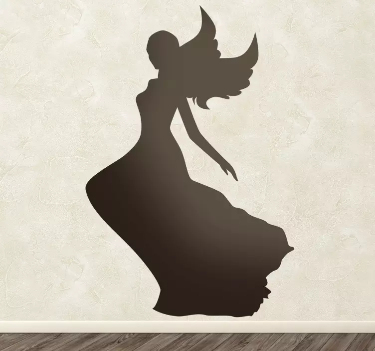 çocuklar siluet peri elbise duvar sticker - TenStickers
