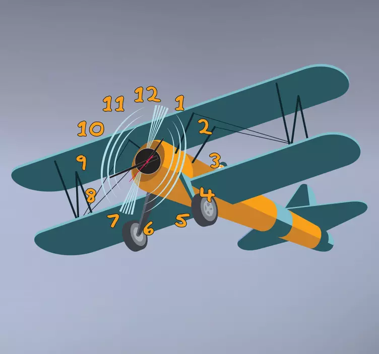 çocuklar uçak duvar saati sticker - TenStickers