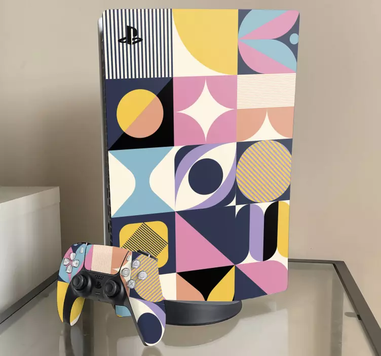 çok figürlü boyama geometrik sanat ps5 çıkartması - TenStickers