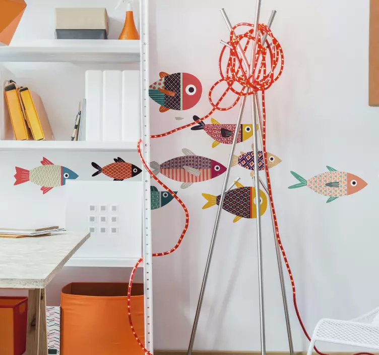 çok renkli balık duvar sticker - TenStickers