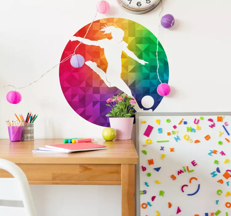 çok renkli kadın futbolcu çıkartması - TenStickers