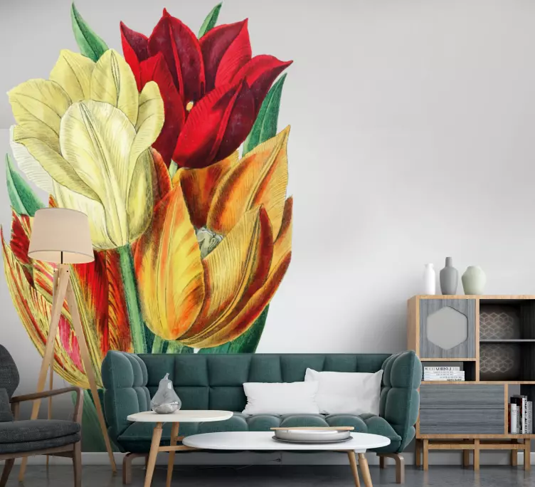 Birden fazla lale birlikte çiçek duvar sticker - TenStickers