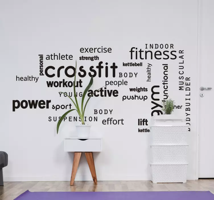 Crossfit spor salonu kelimeler metin duvar sticker - TenStickers
