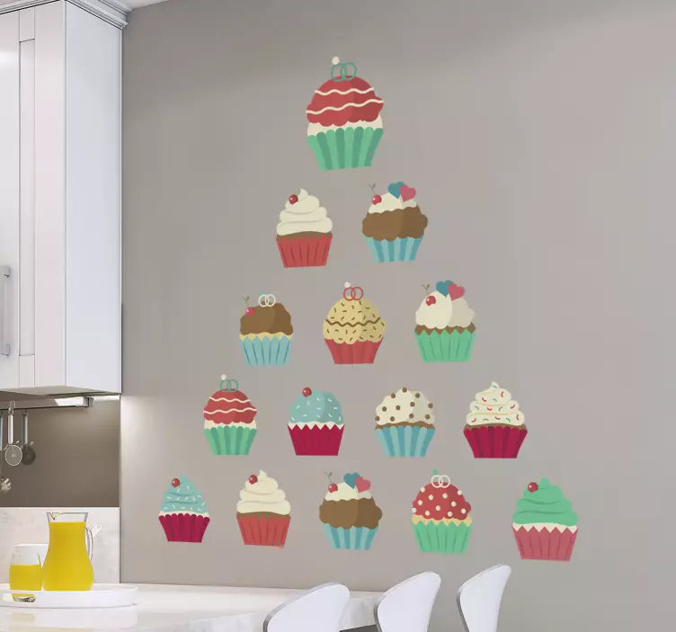 Cupcake piramit duvar sticker - TenStickers