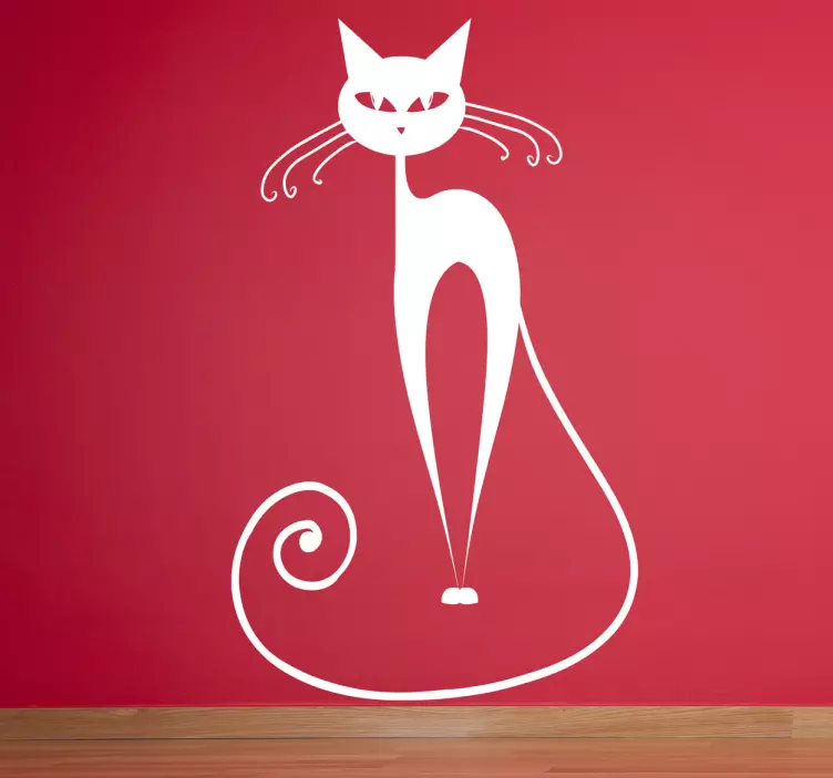 Curvy bıyık kedi duvar sticker - TenStickers