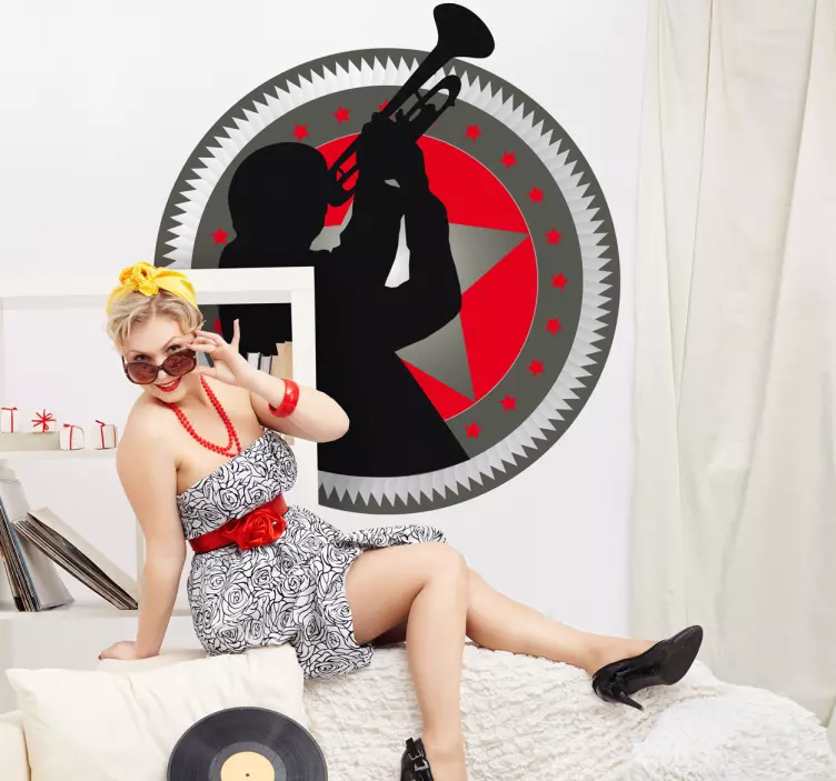 Dairesel vintage trompetçi çıkartması - TenStickers