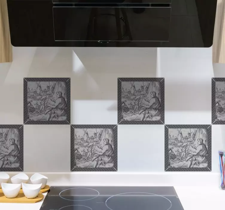 Değirmenler tarafından çalışan adamlar çıkartması - TenStickers