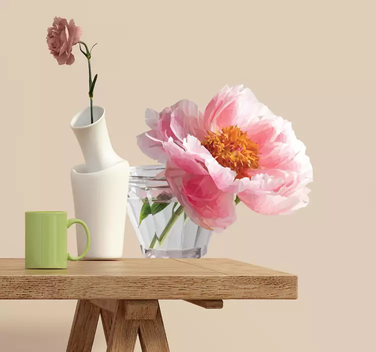 Dekoratif pembe çiçek sticker - TenStickers