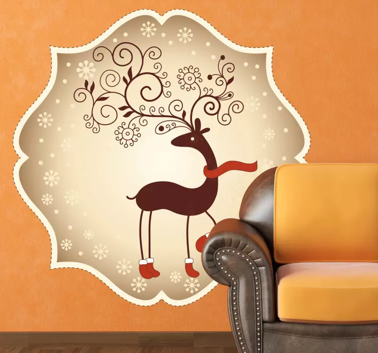 Dekoratif ren geyiği noel sticker - TenStickers
