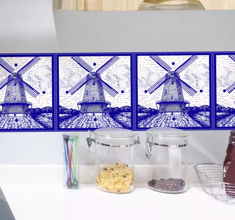 Delfts mavi çini vinil yapışkan - TenStickers