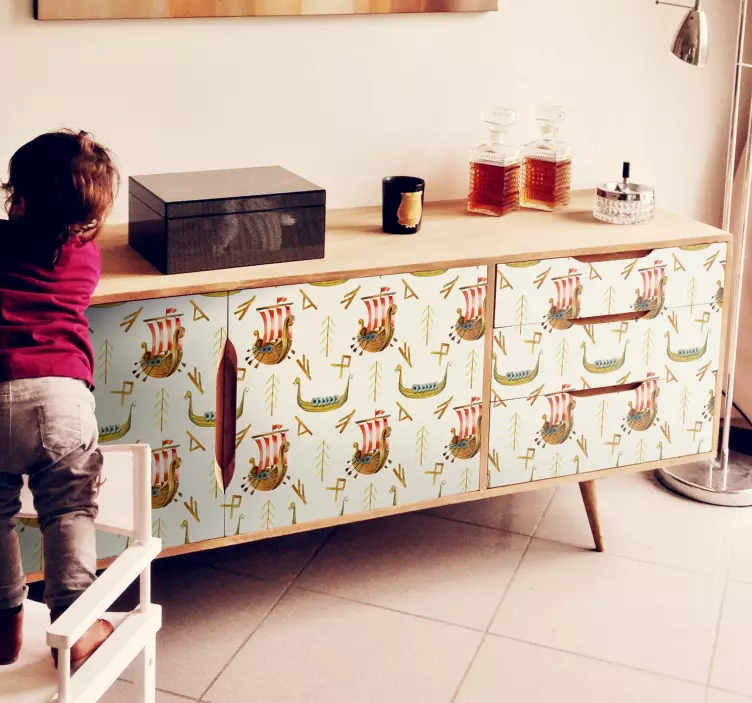 Deniz desen nordic tarzı mobilya çıkartması - TenStickers