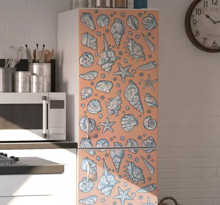 Deniz kabuğu çizimleri buzdolabı çıkartması - TenStickers
