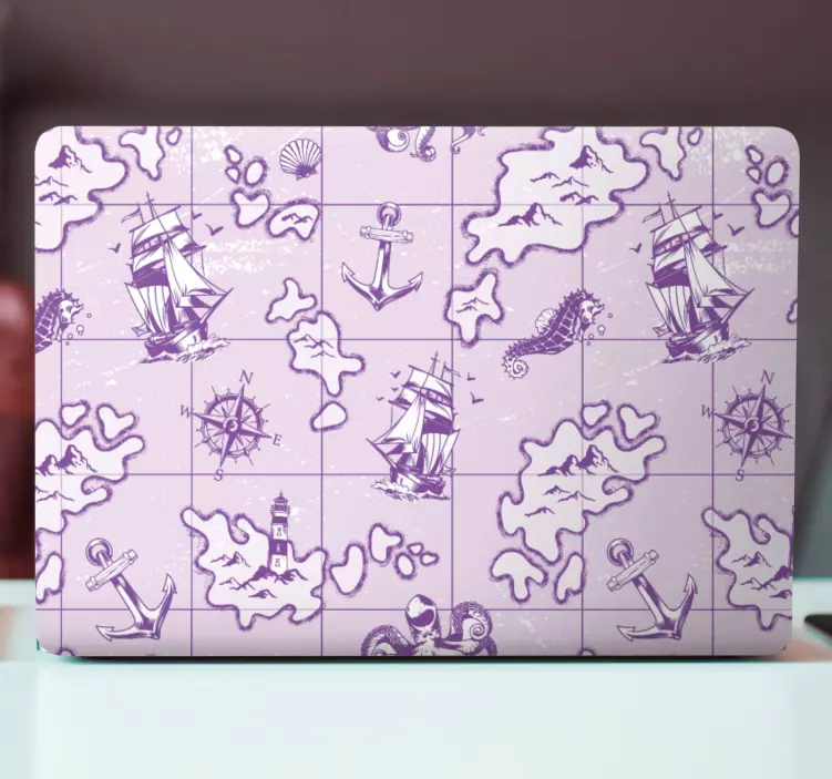 Deniz temalı desenler Dizüstü bilgisayar için kaplama - TenStickers