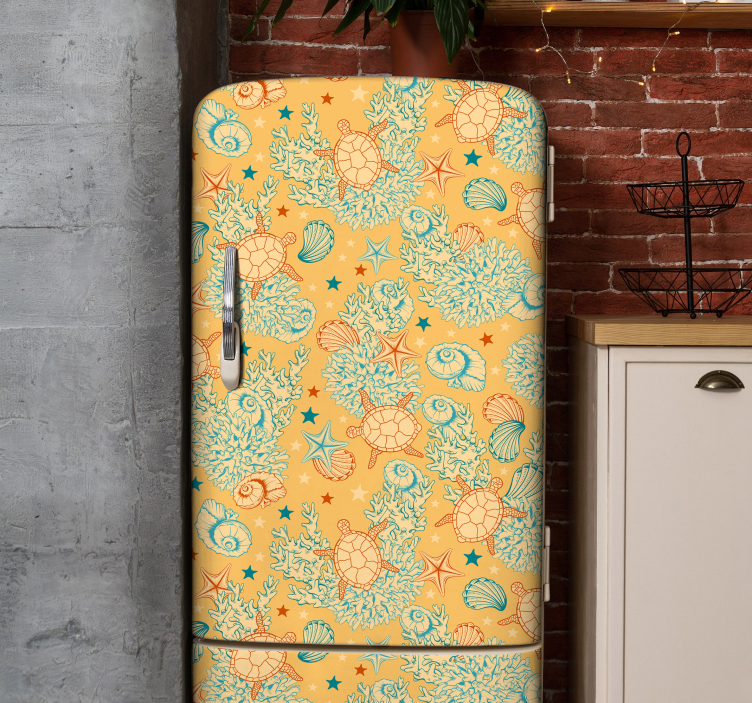 Denizaltı yaşamı yumuşak renkler buzdolabı çıkartması - TenStickers