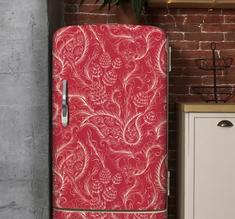 Desenli illüstrasyon buzdolabı çıkartması - TenStickers